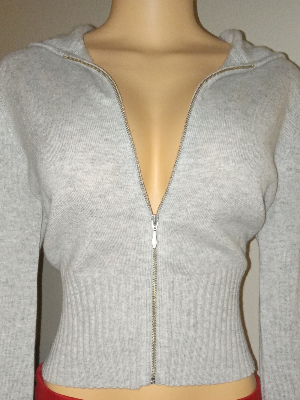 EUC- Reformation Recycled Cashmere Zip-Front Cropped Hoodie Sweater